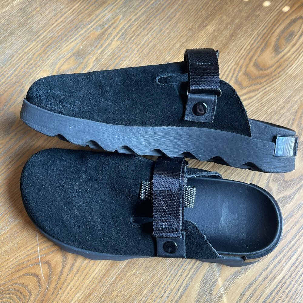 Sorel Suede Clogs Black Slip-On Comfort Mules Size 9.5
